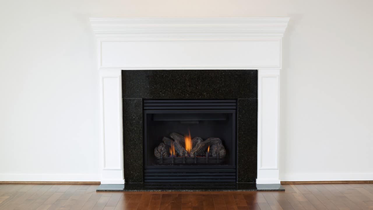 Large natural gas fireplace